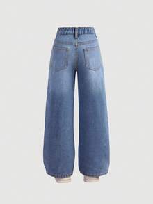 Tween GirlsBlue Distressed Loose Fit Jeans - Medium Wash - View 2