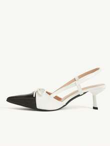 CUCCOO CHICEST Elegante Damen Pumps mit Schleifendekor und Kontrastfarbe an der Spitze - Schwarz und Weiss - Übersicht 5