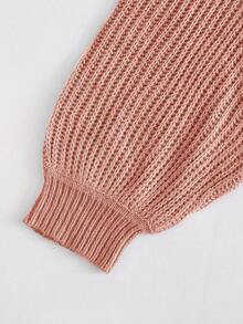 EURMUSE Cardigan Unicolore À Bouton Manches Bishop - Rose bonbon - Voir 4