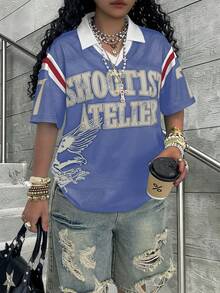 Rovax Áo thun ngắn tay in chữ dành cho nữ, kiểu dáng thường ngày, đa năng. - Nhiều màu - Xem 3