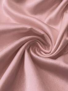 Franclia 女士优雅圆领收腰修身褶裥短袖百搭纯色浅桃色衬衫 - 藕粉色 - 查看 6