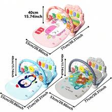 MINKOJA MINKOJA 婴儿脚踏钢琴，仰卧式游戏垫，带5种感官玩具，带灯光和音乐的游戏垫，婴儿活动健身垫，新生儿翻滚游戏垫，婴儿游戏垫，复活节，复活节礼物，儿童节，婴儿用品，婴儿玩具，婴儿感官玩具，婴儿固定活动中心 - 彩色 - 查看 2