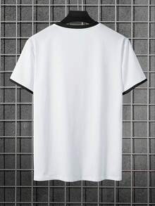 Manfinity Dauomo New Summer Men's Casual Loose Fit Short Sleeve Top, Comfortable Wear, Versatile Letter & Number Graphic Print - Multicolor - View 2