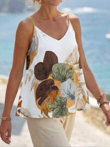 Faunlyn 女士花卉印花 V 領夏季吊帶背心 - 彩色 - 查看 3