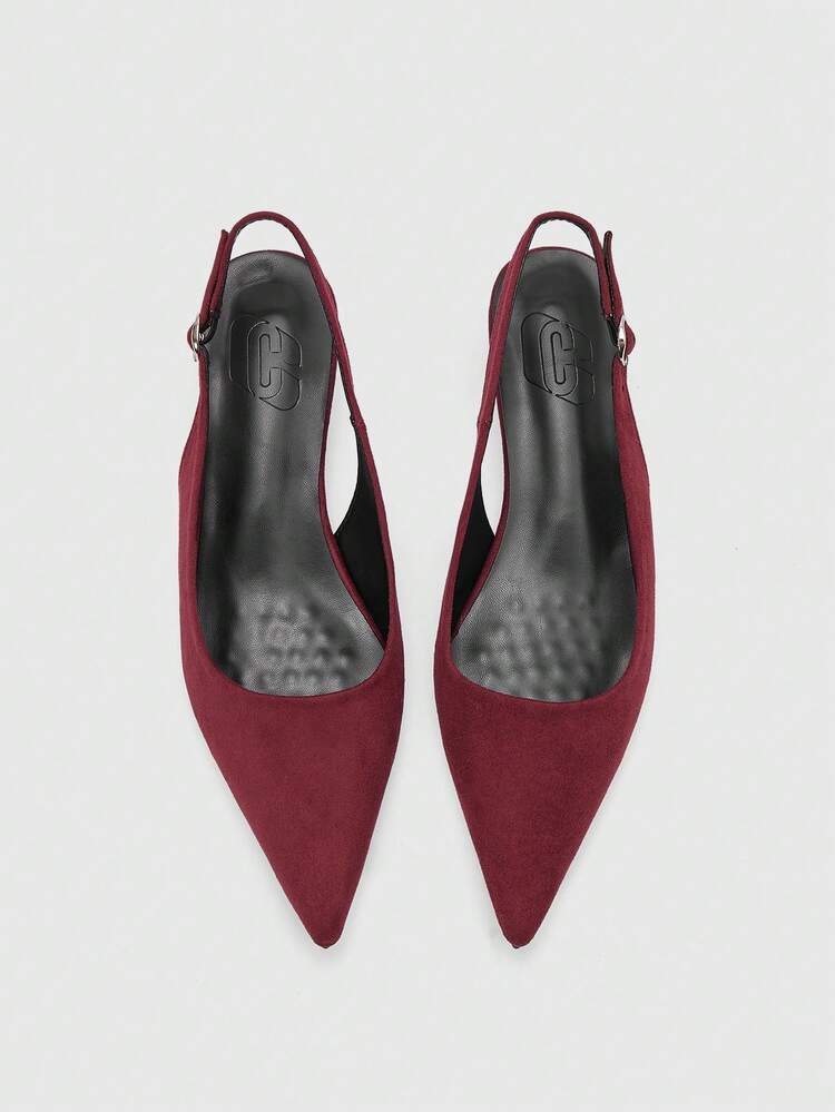 CUCCOO BIZCHIC Women's Pointed Toe Slingback Shoes, Suede Material, Comfortable Casual Wear, Suitable For Work, Commuting, Afternoon Tea