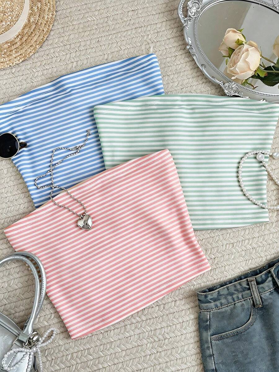 Glimmora Fashionable Minimalist Women's Striped Bandeau, Gift For Friends - Multicolor - View 1