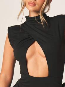MISSGUIDED 露背无袖紧身迷你连衣裙，镂空设计，适合派对、晚宴、鸡尾酒会等场合 - 黑色 - 查看 5