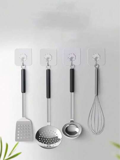 30 piezas/10 piezas Ganchos adhesivos sin rastro, soportan carga fuerte para colgar estantes en la pared, transparentes, impermeables, antioxidantes, adecuados para cocina, baño, sala de estar sin dañar las paredes