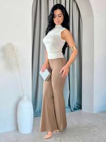 Vassilux 女士立领毛衣背心，秋装 - 杏色 - 查看 4