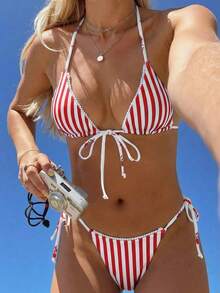 Swim Mod Bộ bikini 2 mảnh dành cho nữ, thích hợp cho kỳ nghỉ, đi biển. - Đỏ - Xem 1