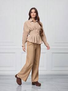 Sleekvia Zapatos de cuña con diseño de hebilla y suela gruesa, versátiles y de moda para uso diario de mujeres - Café integral - Ver 9