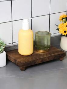 1PC Farmhouse Wooden Riser Stand For Kitchen Bathroom Counter Table Decor Rustic Desktop Wood Shelf Set Multi Use Shelf For Plants Candles Vase Organizer Home Decoration Fall Harvest Party Wedding Centerpiece Decor - one size fits all - View 4