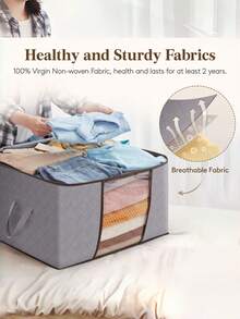 6 /3/1oc Clothes Storage, Foldable Storage And Organization, Storage Bins With Lids, Blanket Storage With Clear Window, Closet Storage With Reinforced Handles For Clothing, Bedding, Light Gray - Grey - View 4