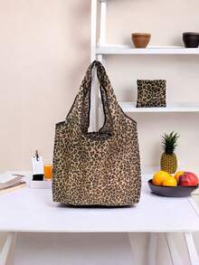1 pieza Bolsa de compras plegable de gran capacidad con diseño de dibujos animados, ligera y portátil, reutilizable para supermercado y uso diario - A - Ver 5