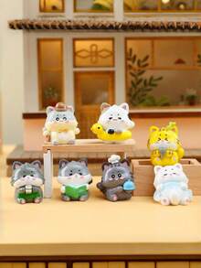 MINKOJA Mini Resin Cute Cat Anime Figure Kawaii Hachiwara Q Version Pet Lucky Cat Moe Blind Box Doll Collectible Model Desktop Decoration Room Aesthetic Decor Gift - Multicolor - View 2