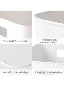 3/5/10 piezas Cajas de almacenamiento de plástico blanco - Organizadores multiusos apilables para el hogar, la oficina, la residencia universitaria y la escuela, perfectos como regalo práctico - Multicolor - Ver 6
