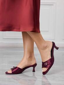 Sleekvia Women's Strap High Heel Mule Sandals, Summer New Arrival - Burgundy - View 2