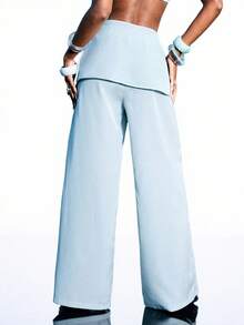 LYSMO 2026 New Arrive Minimalism Spring/Summer Women's Casual Everyday Commute Minimalist Solid Color Flared Leg Pants - Mint Green - View 2