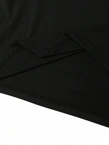 SHEIN Clasi Đầm không tay màu trơn cỡ lớn dành cho nữ, phối dây buộc phía trước bằng satin bóng, kiểu dáng thanh lịch. - màu đen - Xem 5