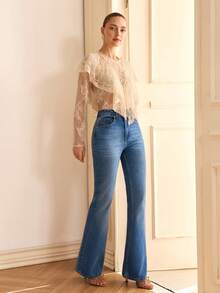 CLARA VERO Pantalon Évasé En Denim Bleu Classique Pour Femme - Jean bleu - Voir 6