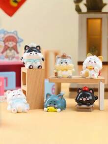MINKOJA Mini Resin Cute Cat Anime Figure Kawaii Hachiwara Q Version Pet Lucky Cat Moe Blind Box Doll Collectible Model Desktop Decoration Room Aesthetic Decor Gift - Multicolor - View 4