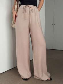 Hitanina 春夏秋冬女装浪漫/舞会/正式/生日/90年代/商务休闲/优雅/西部风/外出/时尚/休闲/千禧年/夜店/办公室/鸡尾酒会/复古/紧身/锐舞节/趣味/优雅/老钱/街头风/度假/乡村音乐会/工作/端庄/春假/单身派对/演唱会/酷炫/基础款/毕业/低腰/宽松阔腿万圣节圣诞节裤 - 杏色 - 查看 3