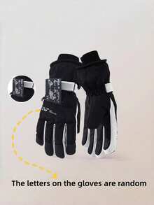 1 Pair Unisex Winter Ski Gloves With Thermal Fleece Lining Water Resistant Fabric Touchscreen Compatible Back Pocket For Keys Cards Outdoor Sports Riding Commuting Accessory - Multicolor - View 8