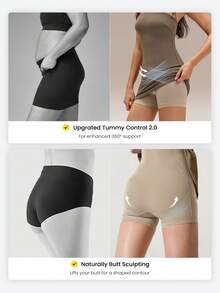 GLOWMODE Lounge & Play Seamless Sweat-Wicking Quick-Drying Sun Protection Removable Cups Built-In Shaping Shorts Tummy Control Butt-Lifting Strapless Dress Daily Casual Wear - Khaki - View 4