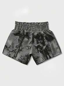 ROMWE MEN Goth Celana Pendek Olahraga Kasual Bermotif untuk Pria, Motif Musim Semi/Panas/Gugur 2026 - MultiWarna - View 2