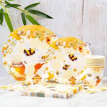 黄色小蜜蜂一次性餐盘、餐巾纸和杯子套装，可供8位客人使用。这款一次性派对套装（包括餐盘、餐巾纸和杯子）非常适合生日派对、婚礼和家庭野餐。 - 查看 3