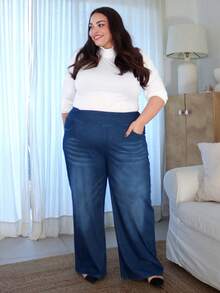 Pretty and Ole Jeans mi-bleu doux et extensibles avec décoration de poche, pour grandes tailles - Jean brut - Voir 6