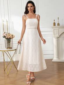 Miaspire Women's Elegant White Summer Vacation Long Dress,Woven Dyed Jacquard Cutout Holiday Outfits,Graduation Outfit For Mother,Summer Dresses For Women - Apricot - View 6