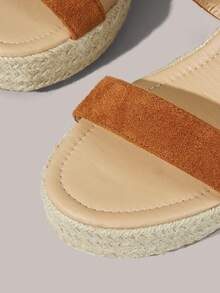 Styleloop Sandalias de plataforma con tacón de lámina, estilo bohemio, atmósfera de vacaciones, ropa de verano, artículos esenciales de viaje - Marrón - Ver 4