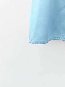Franclia Camiseta holgada de satén de unicolor para mujer de talla grande - Azul - Ver 3