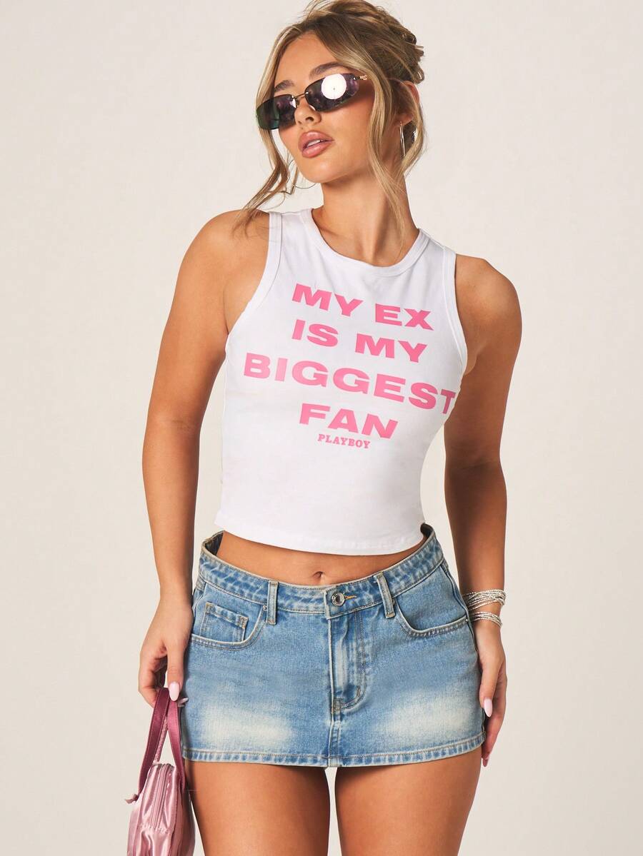 Missguided x Playboy 女士背心和吊带衫 - 白色 - 查看 1