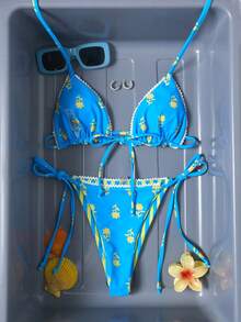 Swim Mod Women's Casual Vacation Striped Halter Bikini Two Pieces Swimwear - Multicolor - View 7