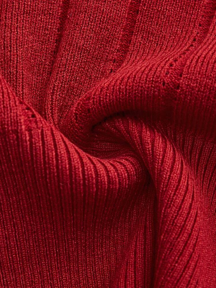 Rust Knit Top With Deep V-Neckline Adorned With A Gold Ring And Fitted Long Sleeves, Chic Autumn-Winter Red Long Sleeve Top Wine Red Top Red Top Women Knit Top Women Dark Red Top  New Year Top