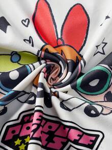 THE POWERPUFF GIRLS X SHEIN 女童休闲卡通印花短袖上衣短裤睡衣套装，夏季 - 淺粉色 - 查看 8