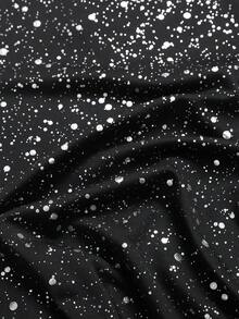 SHEIN Tween Girls' Activewear Set, Casual Sports Gymnastics Yoga Shiny Elegant High Stretch Foil Knit Racerback Unitard & Leggings, Black - Black - View 7