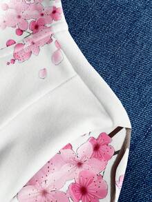 IslaSuriya Y2K风格樱花水墨印花轻薄外套，时尚休闲运动拉链设计，修身长袖，适合户外旅行，礼品之选。 - 白色 - 查看 4