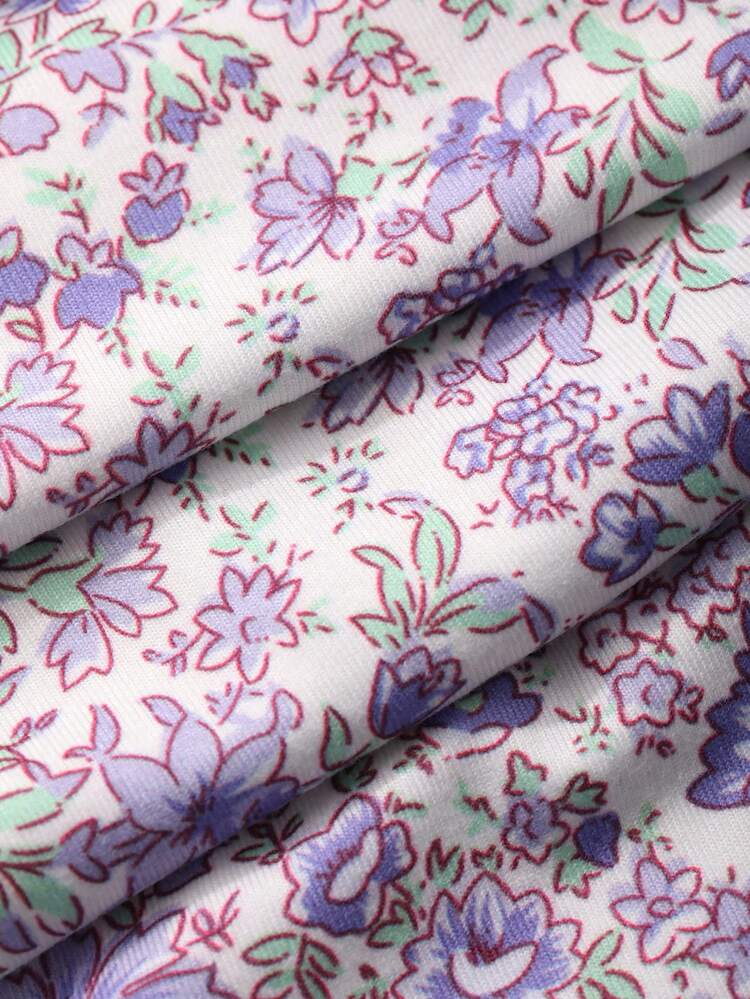 Ditsy Floral Loose Straight Leg Long Pajama Pants, Suitable For Summer & Spring