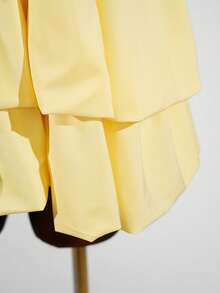 SaltGleam SaltGleam Summer Solid Color Backless Halter Neck Sexy Dress - Yellow - View 4