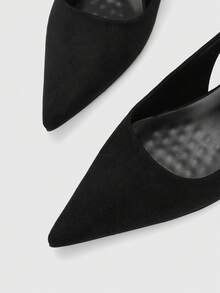 CUCCOO BIZCHIC Chaussures à bout pointu pour femmes, en matière suédée, confortables pour le port casual, convenant pour le travail, les déplacements, le thé de l'après-midi - Noir - Voir 2