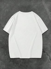 Manfinity Roghcode Men's Slogan & Figure Print Round Neck Short Sleeve Casual T-Shirt - White - View 2
