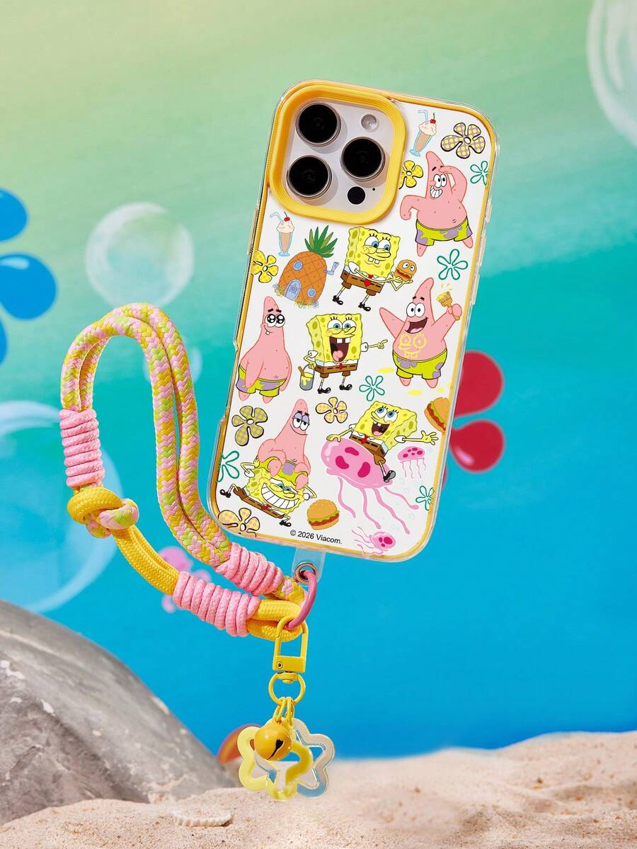 SpongeBob SquarePants | SHEIN 可爱卡通手机挂绳透明手机壳，适用于 11-17 Pro Max - 彩色 - 查看 1