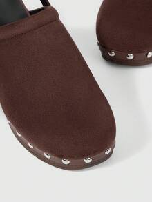 Sleekvia Zapatos de cuña con diseño de hebilla y suela gruesa, versátiles y de moda para uso diario de mujeres - Café integral - Ver 6