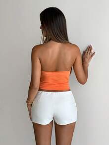 Aloruh Áo len nữ thanh lịch với dây chuyền màu cam trang trí, áo len móc tay tối giản phong cách thường ngày. - trái cam - Xem 2