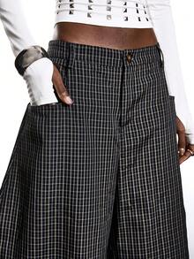 LYSMO Women's Multicolor Plaid Wide Leg Long Pants Casual All Over Print Trousers - Multicolor - View 7