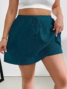 SHEIN Essnce Plus Size Women's Autumn Skorts New Fashion Casual Commuter - Blue Day - View 3