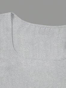 Solflare Áo thun ngắn tay dáng ôm, xếp ly, màu trơn dành cho nữ, cỡ lớn, thích hợp cho mùa xuân/hè. - Nhiều màu - Xem 3